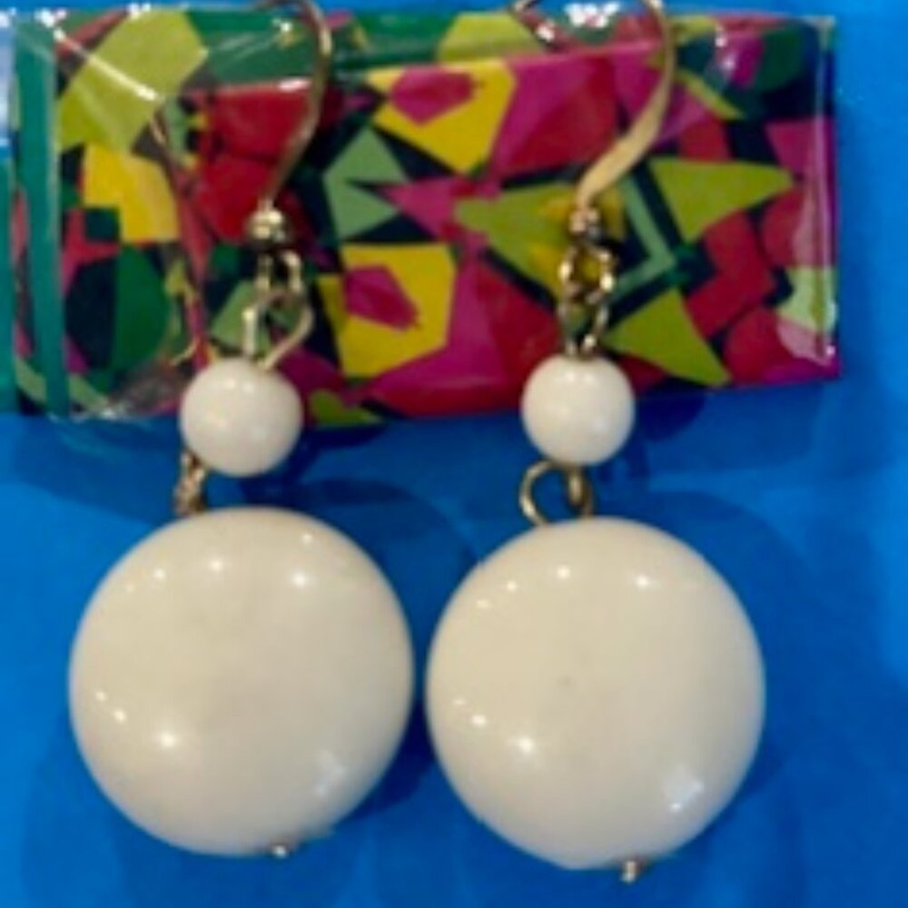 Vintage 1960s White Dangle Earrings